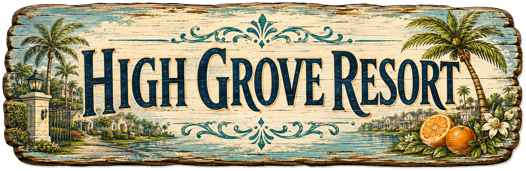 High Grove Resort place sign artwork